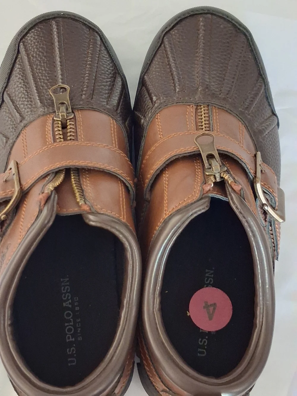 Polo by Ralph Lauren Brown & Dark Brown Kids Duck Boots with Zipper and Buckle